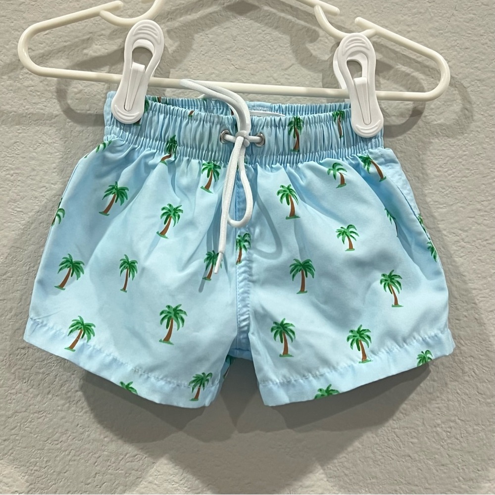 BinkyBro - 6-12m Palm Tree Print Kids Swim Shorts